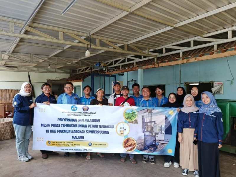 Hadirkan Inovasi Mesin Press Tembakau, Polinema Bantu Petani Lewat Program Pengabdian Kepada&nbsp;Masyarakat